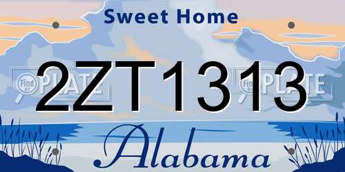 2ZT1313 Alabama License Plate
