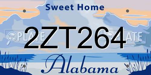 2ZT264 Alabama License Plate