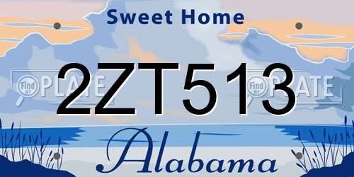 2ZT513 Alabama License Plate