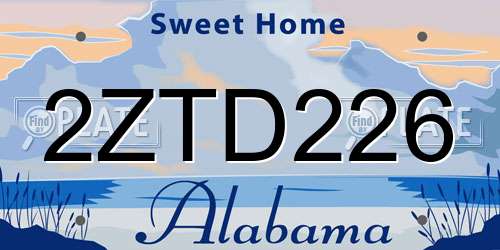 2ZTD226 Alabama License Plate
