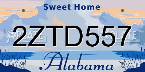2ZTD557 Alabama License Plate
