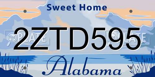 2ZTD595 Alabama License Plate