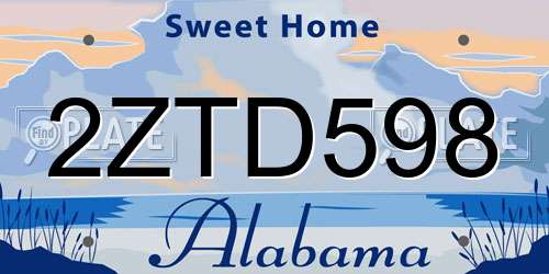 2ZTD598 Alabama License Plate