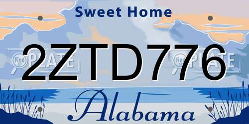 2ZTD776 Alabama License Plate