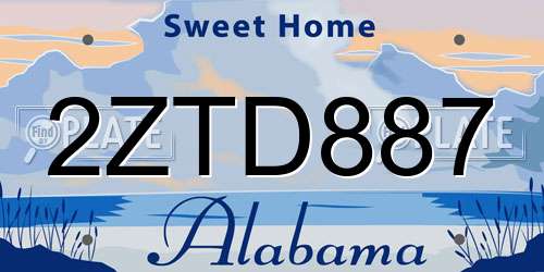 2ZTD887 Alabama License Plate