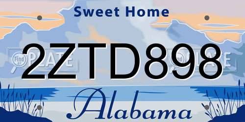 2ZTD898 Alabama License Plate