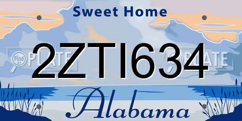 2ZTI634 Alabama License Plate