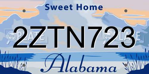 2ZTN723 Alabama License Plate