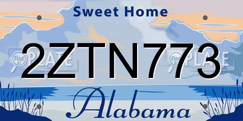 2ZTN773 Alabama License Plate