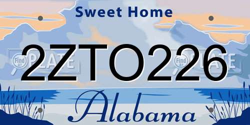 2ZTO226 Alabama License Plate