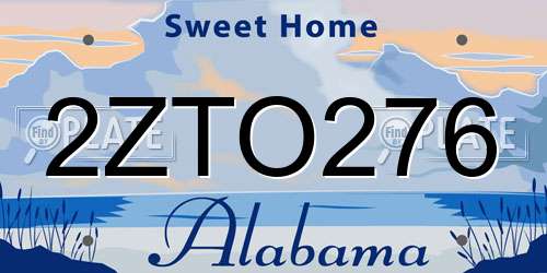 2ZTO276 Alabama License Plate