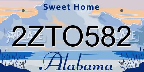 2ZTO582 Alabama License Plate