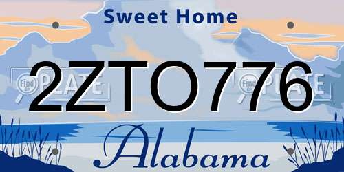 2ZTO776 Alabama License Plate
