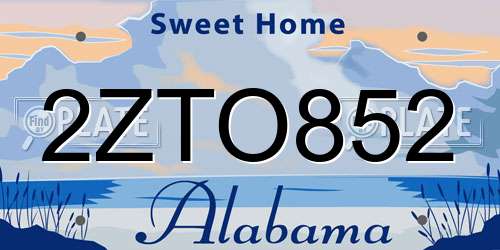 2ZTO852 Alabama License Plate