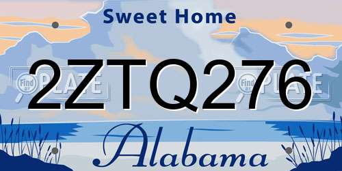 2ZTQ276 Alabama License Plate