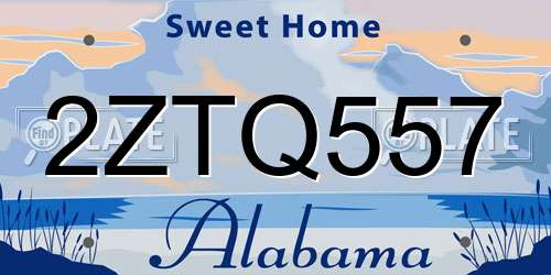 2ZTQ557 Alabama License Plate
