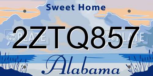 2ZTQ857 Alabama License Plate