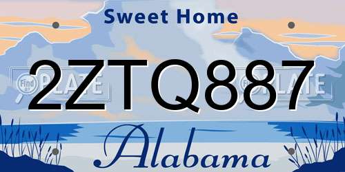 2ZTQ887 Alabama License Plate