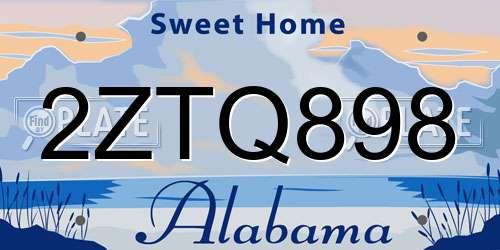 2ZTQ898 Alabama License Plate