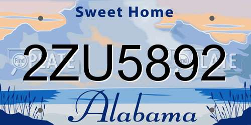 2ZU5892 Alabama License Plate