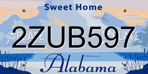 2ZUB597 Alabama License Plate