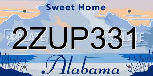 2ZUP331 Alabama License Plate