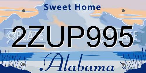 2ZUP995 Alabama License Plate