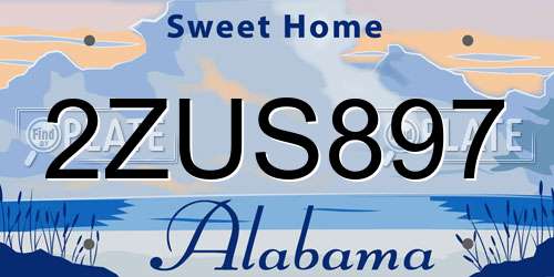 2ZUS897 Alabama License Plate