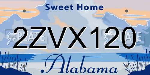 2ZVX120 Alabama License Plate