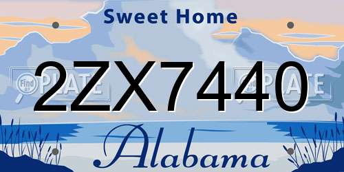 2ZX7440 Alabama License Plate