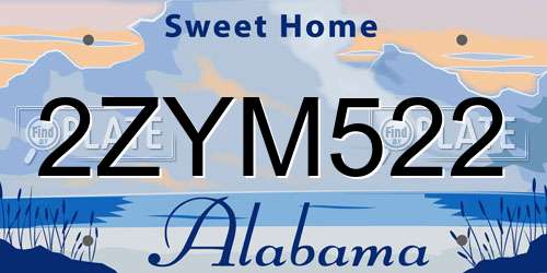 2ZYM522 Alabama License Plate