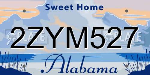 2ZYM527 Alabama License Plate