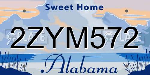 2ZYM572 Alabama License Plate
