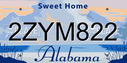 2ZYM822 Alabama License Plate