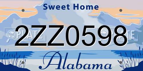 2ZZ0598 Alabama License Plate