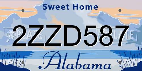 2ZZD587 Alabama License Plate