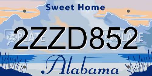 2ZZD852 Alabama License Plate