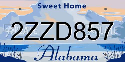 2ZZD857 Alabama License Plate