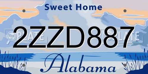 2ZZD887 Alabama License Plate