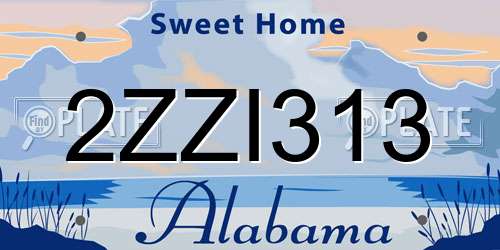 2ZZI313 Alabama License Plate
