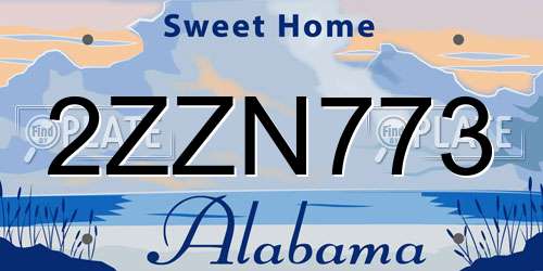 2ZZN773 Alabama License Plate