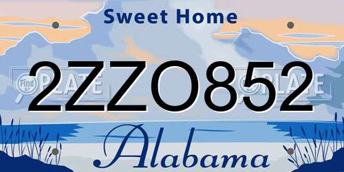 2ZZO852 Alabama License Plate