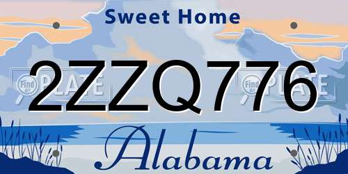2ZZQ776 Alabama License Plate