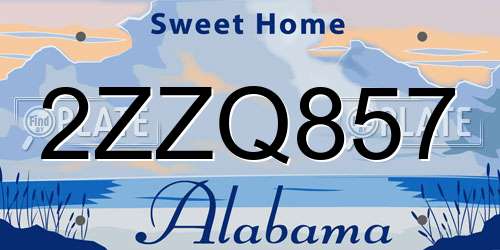 2ZZQ857 Alabama License Plate