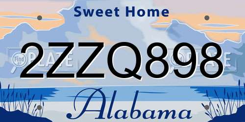 2ZZQ898 Alabama License Plate