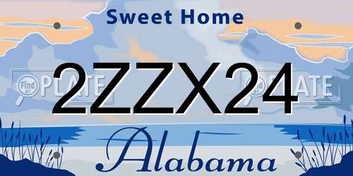 2ZZX24 Alabama License Plate