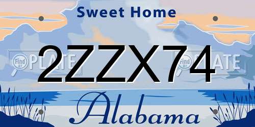2ZZX74 Alabama License Plate
