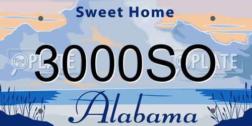 3000SO Alabama License Plate