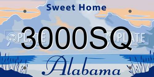 3000SQ Alabama License Plate