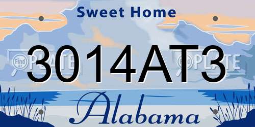 3014AT3 Alabama License Plate